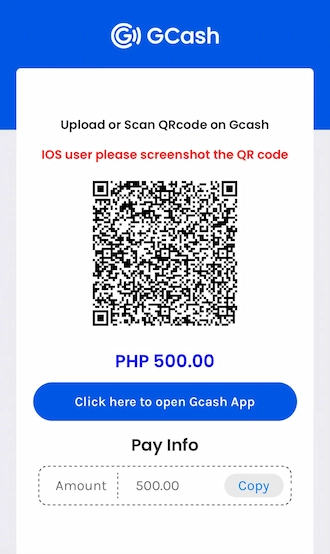 💥Step 4: Open the GCash wallet to upload or scan the QR code to pay.