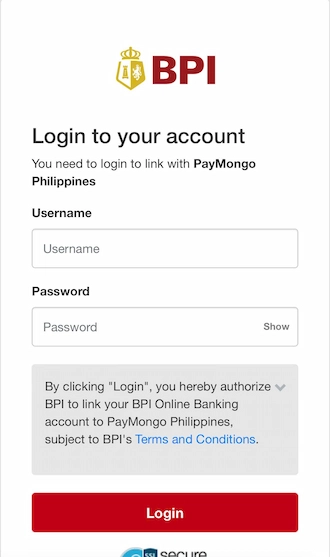 💥Step 3: Please log in to the bank account you want to use to make the payment.