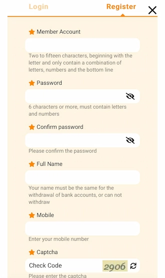 💥Step 2: Fill in the registration information in the form