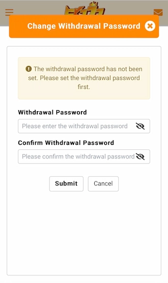 💥Step 3: Enter your withdrawal password and re-enter it