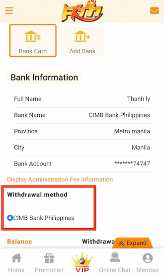 💥Step 3: Select the withdrawal method you want to use.